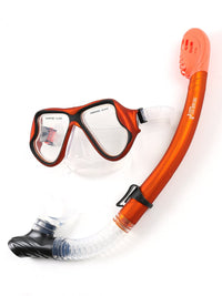 X-Dive Silicone Mask & Dry Top Snorkel 2pc Set (Orange / Clear)