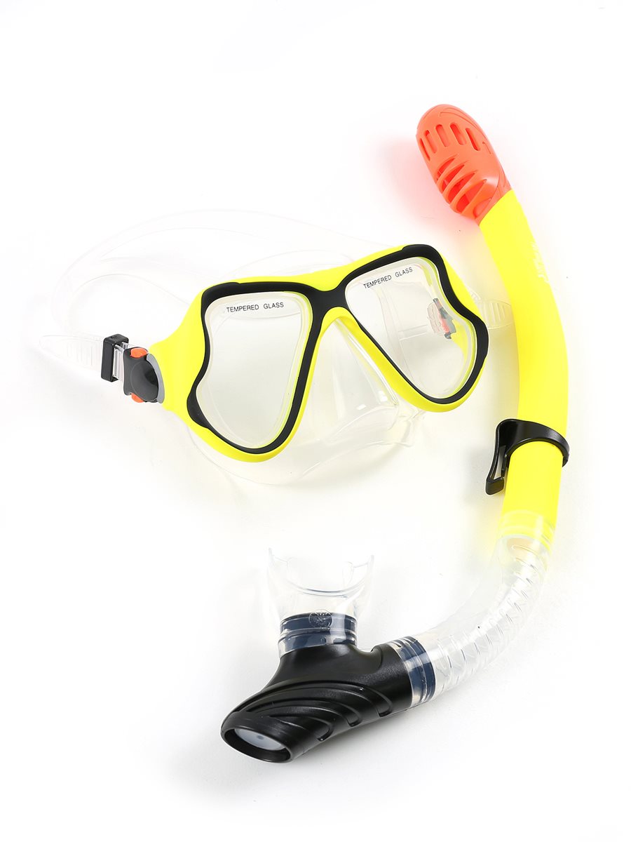 X-Dive Silicone Mask & Dry Top Snorkel 2pc Set (Yellow / Clear)