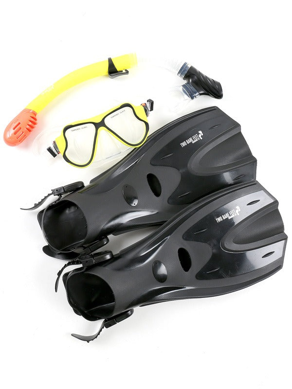 X-Dive Silicone Mask Dry Top Snorkel & F70 Fins 3pc Set (Yellow / Clear)
