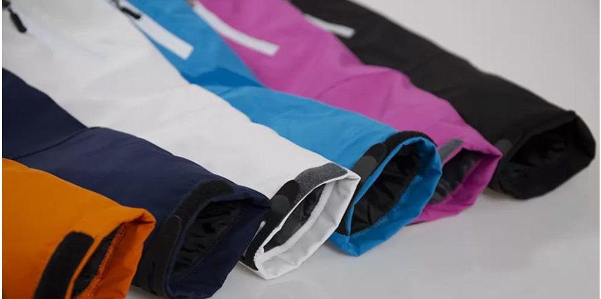 Selection of ski jacket sleeves in different colours