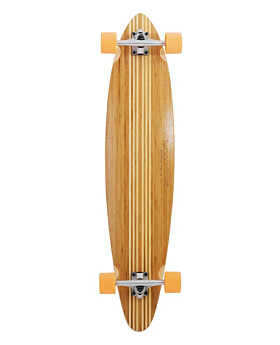 Two Bare Feet "The Chad" 42in Bamboo Series Longboard Skateboard Complete (Orange Wheels)
