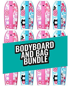 Two Bare Feet Flowers Single Bodyboard and Bag Bundle (Choice of 33", 37", 41")