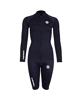 Two Bare Feet Womens Silicone Print Series 2.5mm Wetsuit Jacket & Shorts Set (Black)