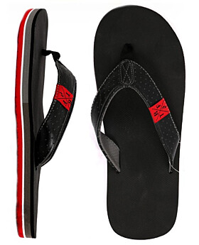 Two Bare Feet Alpha Mens Sandals (Black / Red)