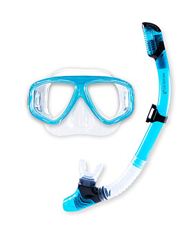Tidal Series Silicone Dry Top Snorkel & Mask (Aqua)