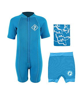 Deluxe Baby Swim Kit - Aquatica Wetsuit + Nappy Shorts + Towel (Aqua)