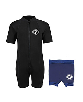 Essentials Baby Swim Kit - Aquatica Wetsuit + Nappy Shorts (Black / Navy)
