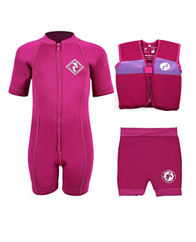 Essentials Baby Swim Kit - Aquatica Wetsuit + Nappy Shorts + Swim Vest (Raspberry)
