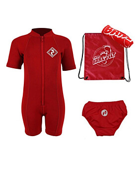 Premier Baby Swim Kit - Aquatica Wetsuit + Swim Nappy + Towel + Bag (Red)
