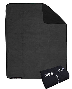 XL Sherpa Lined Waterproof Beach Travel Blanket (Black/Charcoal)