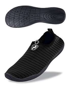 Two Bare Feet Slip On Junior Aqua Shoes (Black)