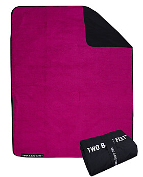 XL Sherpa Lined Waterproof Beach Travel Blanket (Black/Raspberry)