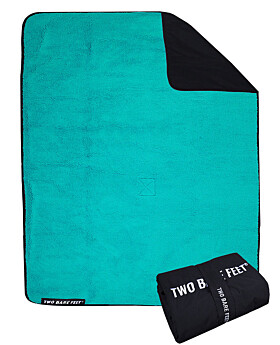 XL Sherpa Lined Waterproof Beach Travel Blanket (Black/Teal)