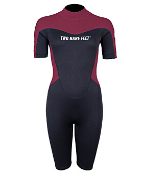 Two Bare Feet SupaFlex 3/2mm Womens Shorty Wetsuit (Burgundy/Black)