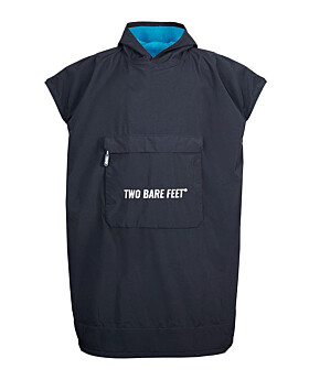 Waterproof Hooded Sleeveless Poncho Changing Robe (Black/Blue)-Medium