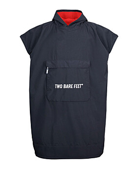 Waterproof Hooded Sleeveless Poncho Changing Robe (Black/Red)-Large