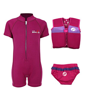 Essentials Baby Swim Kit - Classic Wetsuit + Swim Nappy + Swim Vest (Raspberry)