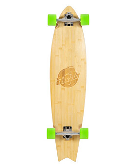 Two Bare Feet "The Deacon" 40in Bamboo Series Longboard Skateboard Complete (Green Wheels)