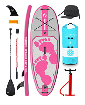 Two Bare Feet Entradia (Allround XS) 8'6" x 34" x 4.75" Inflatable Juniors SUP Deluxe Carbon Hybrid Pack (Pink)