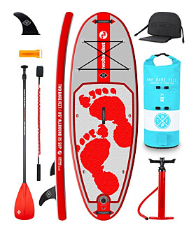 Two Bare Feet Entradia (Allround XS) 8'6" x 34" x 4.75" Inflatable Juniors SUP Deluxe Fibreglass Hybrid Pack (Red)