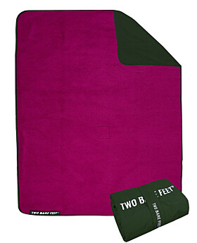XL Sherpa Lined Waterproof Beach Travel Blanket (Forest/Raspberry)