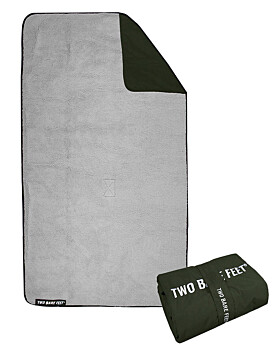 Sherpa Lined Waterproof Beach Travel Blanket (Khaki/Grey)