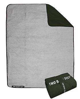 XL Sherpa Lined Waterproof Beach Travel Blanket (Khaki/Grey)