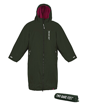 Two Bare Feet Kids Weatherproof Changing Robe with Changing Mat (Khaki/Raspberry)-6-10 Years