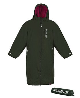 Two Bare Feet Weatherproof Changing Robe with Changing Mat (Khaki/Raspberry)-Medium