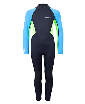 Two Bare Feet Two Tone 2.5mm Full Length Junior Wetsuit (Bright Blue / Lime)-XS
