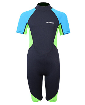 Two Bare Feet Two Tone 2.5mm Shorty Junior Wetsuit (Bright Blue / Lime)-3XL
