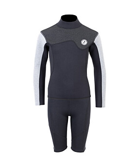 Two Bare Feet Junior Aspect 2.5mm Back Zip Jacket & Shorts Set (Black/Grey/Grey)