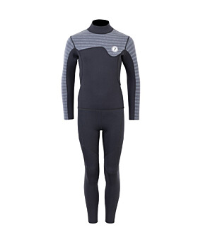 Two Bare Feet Junior Aspect 2.5mm Back Zip Jacket & Pants Set (Black/Grey Stripes)