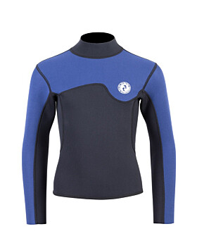 Two Bare Feet Junior Aspect Fleece Lined Zipless Thermal 2.5mm Superstretch Wetsuit Top (Black/Blue)