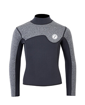 Two Bare Feet Junior Aspect Fleece Lined Zipless Thermal 2.5mm Superstretch Wetsuit Top (Black/Grey)