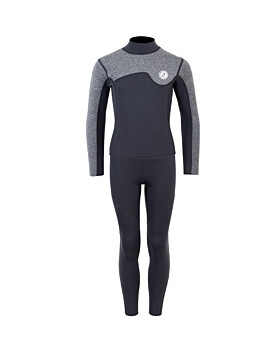 Two Bare Feet Junior Aspect Fleece Lined Zipless Thermal 2.5mm Superstretch Wetsuit Top & Pants Set (Black/Grey)