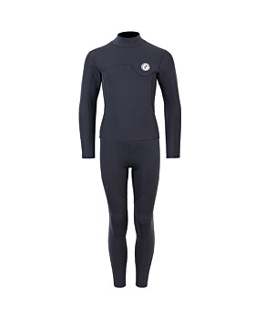 Two Bare Feet Junior Aspect Fleece Lined Zipless Thermal 2.5mm Superstretch Wetsuit Top & Pants Set (Black)