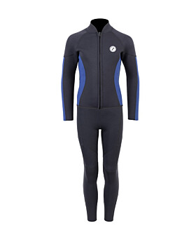 Two Bare Feet Junior Perspective Full Zip 2.5mm Wetsuit Jacket and Pants Set (Black/Blue)