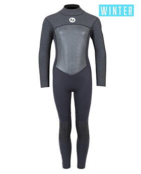 Two Bare Feet Thunderclap Pro 4/3mm Junior Winter Wetsuit (Black / Dark Grey)-L