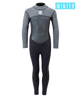Two Bare Feet Thunderclap Pro 4/3mm Junior Winter Wetsuit (Black / Delta Grey)-2XL
