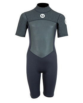 Two Bare Feet Thunderclap Pro 3/2mm Junior Shorty Wetsuit (Black/Dark Grey)-2XL