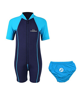 Essentials Baby Swim Kit - Lycra Arm Wetsuit + Swim Nappy (Aqua)