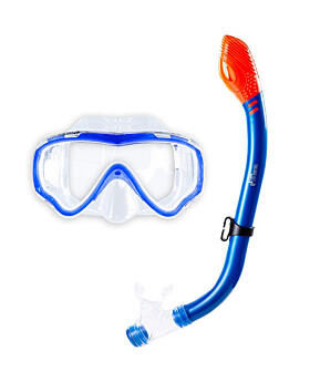 Two Bare Feet Childrens Silicone Dry Top Snorkel & Diving Mask Set (Blue)