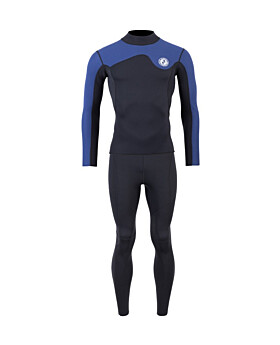 Two Bare Feet Mens Aspect Fleece Lined Zipless Thermal 2.5mm Superstretch Wetsuit Top & Pants Set (Black/Blue)
