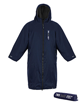Two Bare Feet Weatherproof Changing Robe with Changing Mat (Marine Blue/Charcoal)-Small