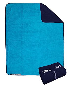 XL Sherpa Lined Waterproof Beach Travel Blanket (Marine Blue/Blue)