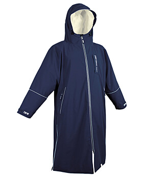 Two Bare Feet Hi-Vis Waterproof Lightweight Riding Robe (Marine Blue/Cream)-Small
