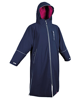 Two Bare Feet Hi-Vis Waterproof Lightweight Riding Robe (Marine Blue/Raspberry)-Large