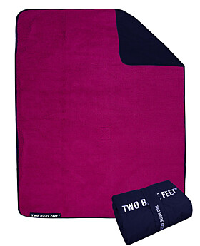 XL Sherpa Lined Waterproof Beach Travel Blanket (Marine Blue/Raspberry)