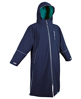 Two Bare Feet Hi-Vis Waterproof Lightweight Riding Robe (Marine Blue/Sea Green)-Large